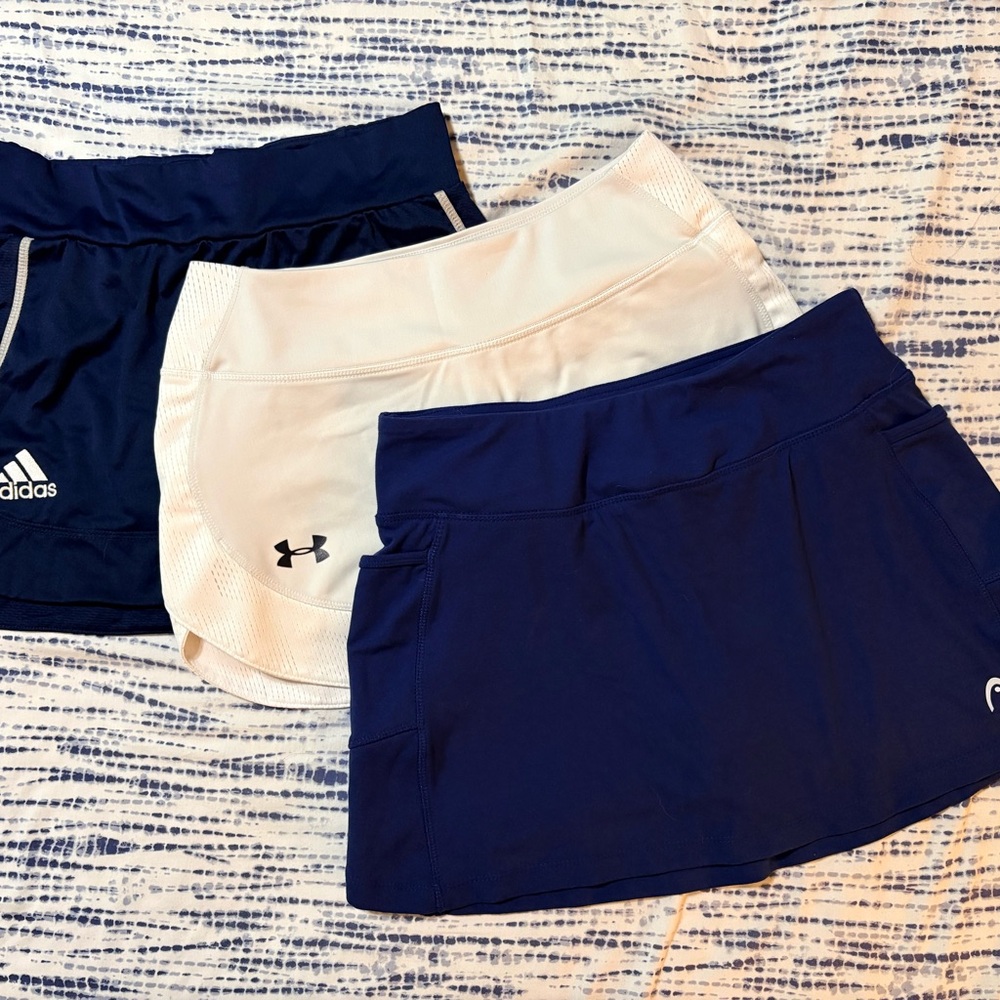 3 Tennis Skirts sz Small Adidas Head Navy White